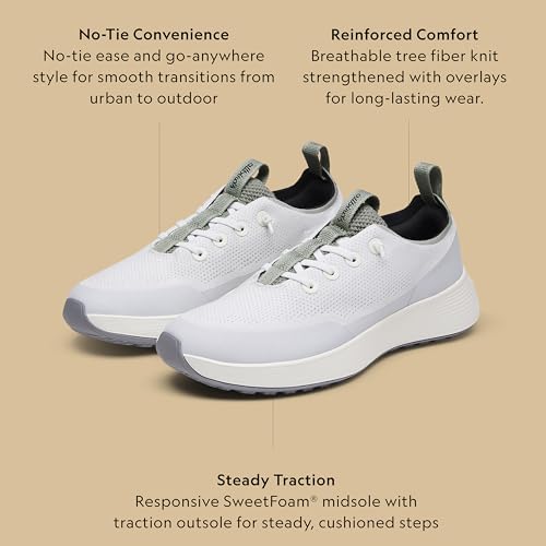 Allbirds Allbirds Women’s Tree Runner Go Utility, Rugged Everyday Sneaker - Blizzard, Hazy Pine (Natural White Sole) - 9 Medium