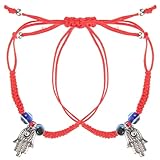 WATIIFUFU Pulsera de Mal de Ojo Ajustable para Mujer Pulsera de Hilo Roja Dos Cuentas Mano Creativa Ligera para Uso Diario Fiesta Tamaño Regulable