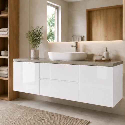 Image of WALLMATE Vinyl White Contact Paper Decorative for Cabinets Countertops Kitchen Shelves Self Adhesive Film Peel and Stick Waterproof Removable Wallpaper (1 Feet 40 inch (2PCS), Glossy White Wallpaper)