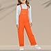 Tween Girls Cotton Overalls Straight Leg Solid Jumpsuit Fashion Loose Fit Boys Pockets Casual (Orange, 18-24 Months)