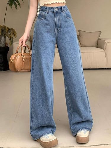 Image of KOTTY Women's Wide Leg Denim Jeans | Relaxed Fit High Waist Stylish Jeans