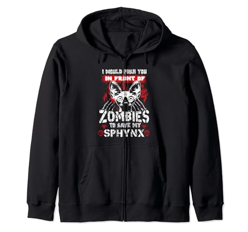 Zombies To Save My Sphynx Cat Kitty Funny Cats Lovers Sudadera con Capucha