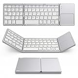 Bluetooth Foldable Keyboard with Touchpad, Tri-Fold Wireless Foldable Keyboard for iPad, Phone, Tablet, Auto Reconnect Portable Wireless Keyboard for Travel, Slim Magnetic Folding Keyboard Bluetooth