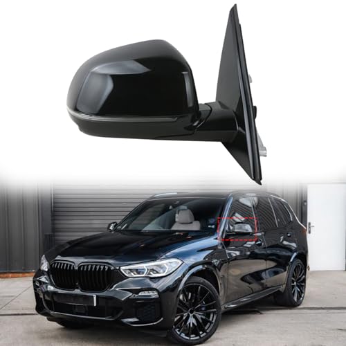 Car Side Mirror Replacement Compatible with 2019-2025 BMW X5 G05 Passenger Side Mirror Rear View Mirrors for BMW X5 Accessories Power Folding, Heated, Turn Light, Camera, Blind Spot (Black Right)