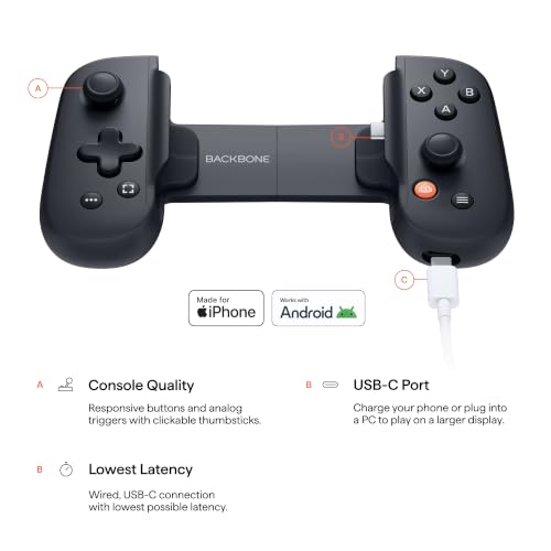 Image of BACKBONE One Mobile Gaming Controller (PlayStation Edition), Phone Controller for Android & iPhone 15 /16 /17 Series, 2nd Gen, Play Xbox, Fortnite, Call of Duty, With 3-Months Apple Arcade Access