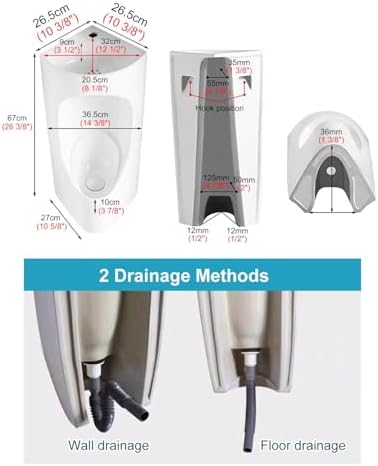 Space-Saving Wall-Mounted Men's Corner Urinal with Sink & Tube - Ceic Male Toilet Urinal Kit for Bathroom, Hotel, Hospital - Gray Finish