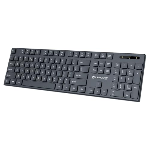 Image of Lapcare Soloo Wireless Keyboard, 2.4GHz USB Nano Receiver, Slim & Compact Design, 107 Keys Full-Size Layout, Silent Typing, Up to 10m Range, Plug & Play, Compatible with Windows PC /Laptop (Black)