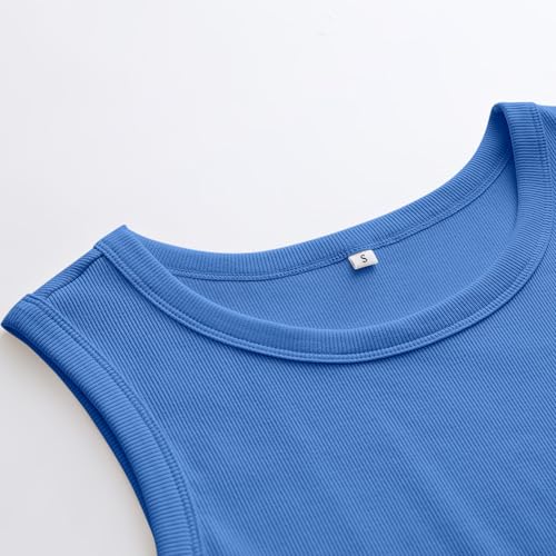 Image of ANRABESS Womens Sleeveless High Neck Tank Tops Fashion Summer Casual Basic Slim Fit Ribbed Racerback Top Shirt Clothes
