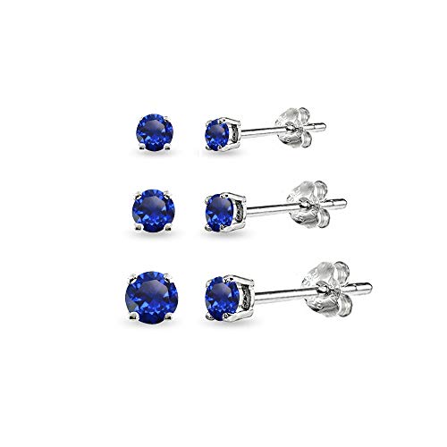 Sterling Silver Birthstone Stud Earrings, 3-4-5mm Round, Genuine or Synthetic Gemstone, Cartilage Earrings Set