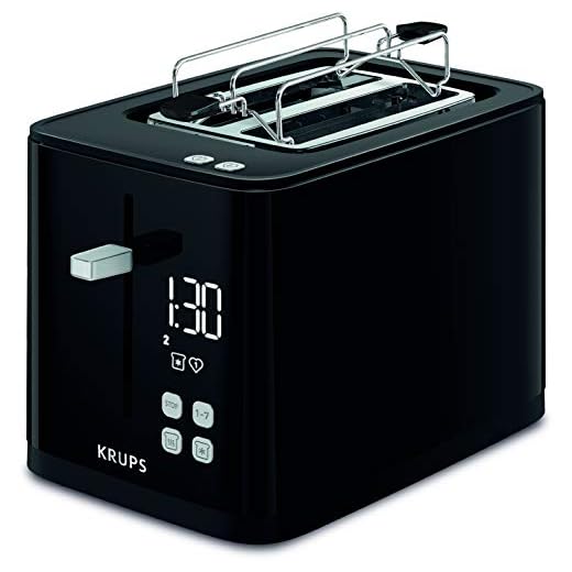 Krups KH6418 Smart'n Light Tostadora | Tostadora de dos rebanadas | Pantalla digital | 7 niveles de tostado | Bandeja recogemigas extraíble | Cuenta atrás | Elevador | Negro