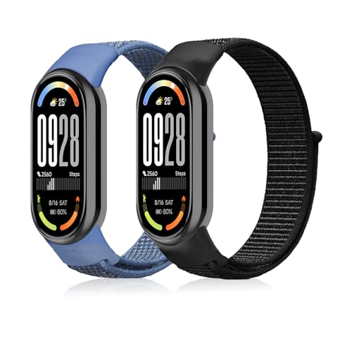 [RicYeel] �o���h Xiaomi Smart Band 10/9/8 �Ή� [2�Z�b�g] �i�C������ mi band 10 9 8 �p �ւ��x���g �T�C�Y���߉\ �ʋC �y�� �_�炩�� �����x���g, �u���b�N/�u���[