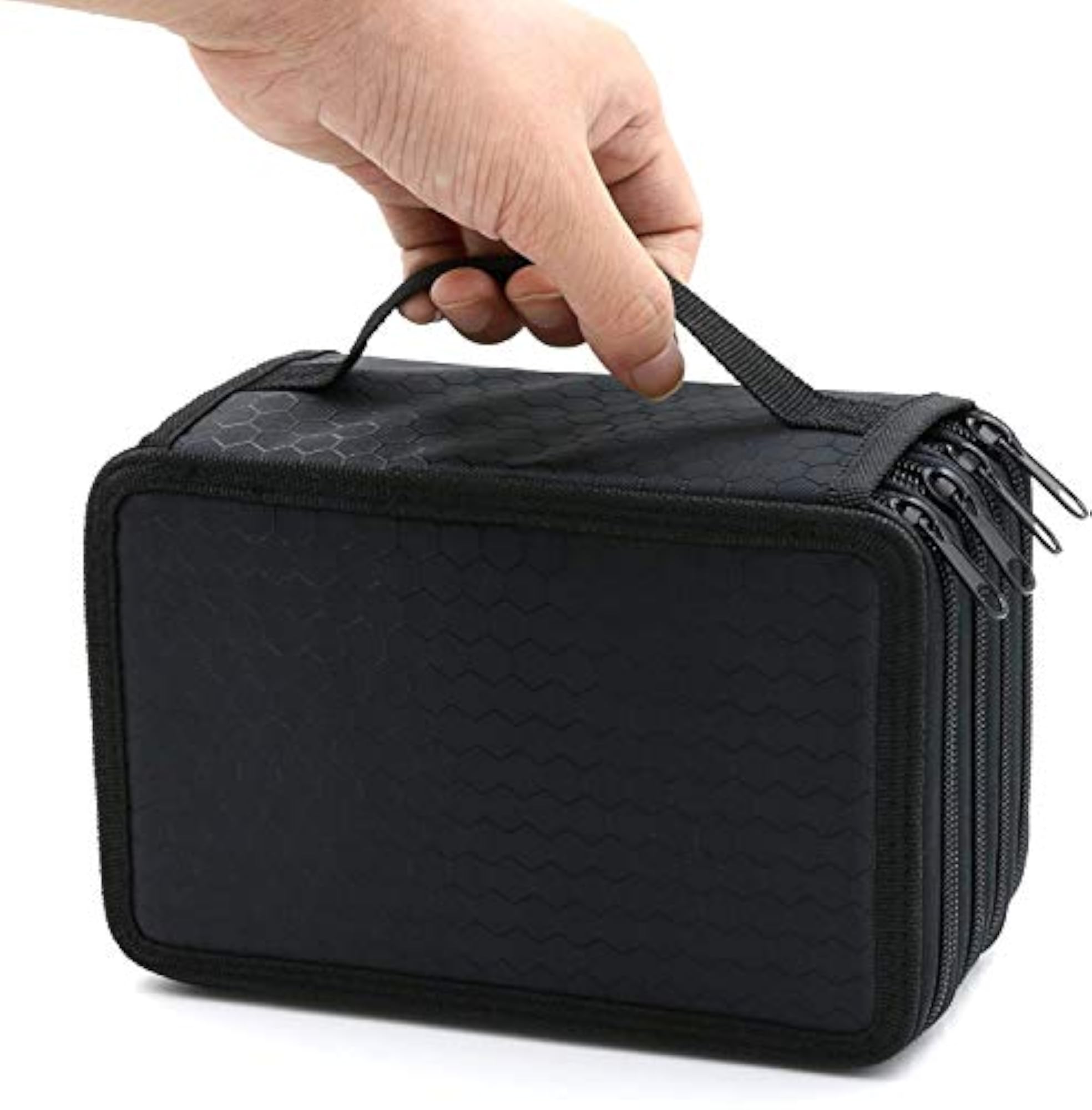 72 Holes Multi-Layer Zipper Pencil Case with Handle Strap