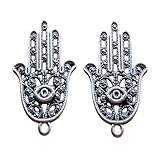 A535 - Juego de 15 piezas de plata con diseño de la mano de Fátima o Hamsa Charrm con collar de metal para bricolaje, accesorios de moda, regalo creativo