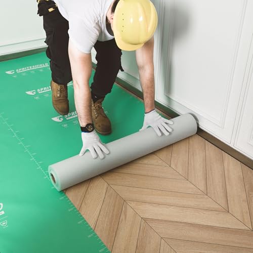 Sheeldify Schwerlast-Bodenschutzfolie 97cm x 30m Grün Malervlies Rutschfester Abdeckvlies Renovierung Umzug Professioneller Schutz Oberflächenschutz Bodenbeläge (S-180G 97cmx30m Grün)