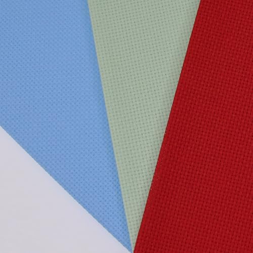 Image of KCS 3 pc of 12 inch x 18 inch(30cmx45cm) 16CT Counted Cotton Aida Cloth Cross Stitch Fabric (Light Blue+Light Green+Red)