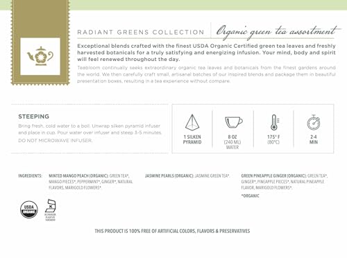 Té verde orgánico sampler con 12 saquitos miniatura 4