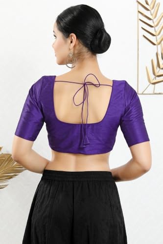 Image of Vamas Women's Silk Padded Self Design Half Sleeve Readymade Saree Blouse (X-766.N)