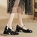 Women's Patent Leather Low Chunky Block Heel Mary Jane Pumps Fashion Classic Bowknots Round Toe Buckle Strap Work Pumps Casual Business Office Wedding Dress Shoes (Black,8.5)