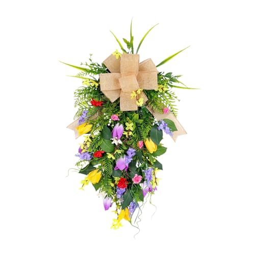 MERISHOPP®Wedding Tulips Swag Outdoor Fence Flowers Wreath for Home Holidays Farmhouse Yellow Purple|Home & Garden|Holiday & Seasonal Decor| Christmas & Winter |1 Wedding Wreath Deal