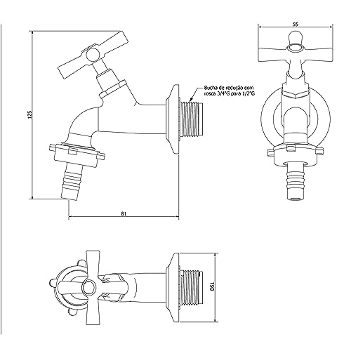 Torneira para Tanque e Jardim 70 MM e Parede com Bico União Plástico Eco-N - Celite