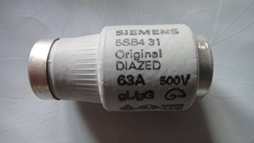 Image of Siemens 5SB431 DIAZED FUSE LINK 500V F. CABLE AND LINE PROTECTION OP.CLASS GL, SIZE DIII THREAD E33, 63A, White