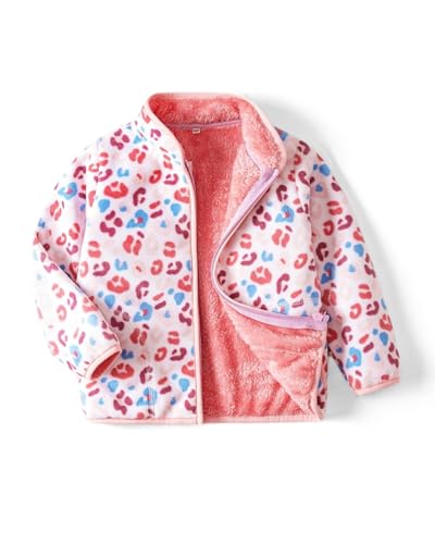 JiAmy Fleece-Jacke para Niños, Chaqueta de Forro Polar con Cremallera Completa Abrigo Deportiva y Ligera con Cuello Levantado para Niño Niña 8-10 Años