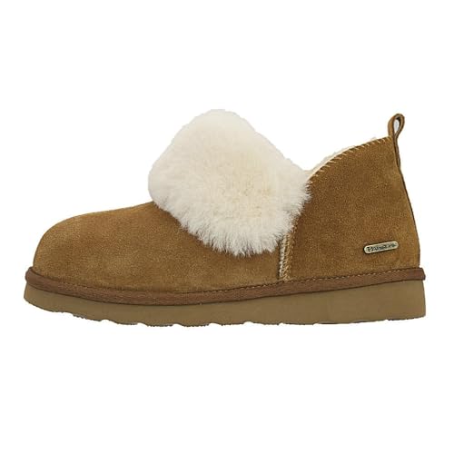 PAMIR Women's Genuine Suede Shearling Ankle Moccasin Booties Slippers Boots Memory Foam Indoor Outdoor2