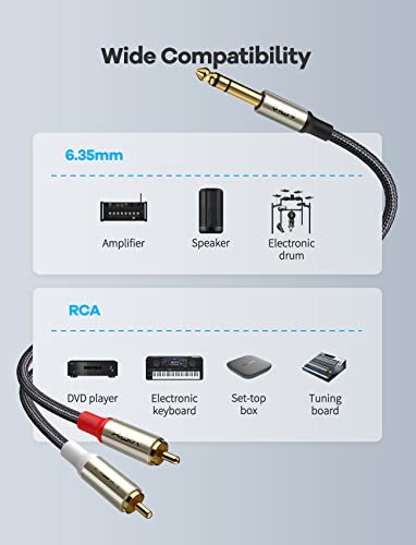 Vioy 1/4 To Dual Rca Audio Cable [3.3Ft], Gold Plated Copper Shell Heavy Duty 6.35Mm Quarter Inch Male Trs Jack To 2 Rca Phono Male Stereo Y Insert Splitter Adapter…… #TOP1
