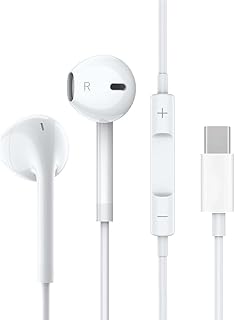 سماعات اذن نوع سي بمنفذ USB هاي فاي ستيريو رقمي تناظري مع ميكروفون للهواتف الذكية التي تعمل بنظام اندرويد متوافقة سامسونج جالاكسي S21 الترا 5G S20 داخل الأذن أبيض