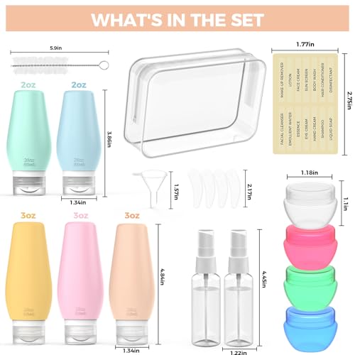 19 Packs Travel Bottles for Toiletries, Silicone Travel Size Toiletries, TSA Approved Travel Essentials, Leak Proof Travel Size Containers for Shampoo Conditioner Lotion2