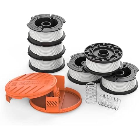 NaOHshp Trimmer Line for Black + Decker AF-100, 30 Feet/0.065 Inches Replacement Spool, Autofeed Weed Eater String Trimmers, (6 Replacement Spool, 2 Trimmer Cap, 2 Spring) Cover
