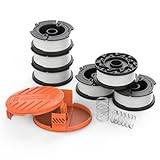 【Ersatzspule für automatisches Zufuhrsystem】 Die Trimmer-Ersatzspule ist mit Black+Decker-Fadentrimmer kompatibel und nutzt die Zentrifugalkraft, um den Trimmerfaden nach Bedarf zuzuführen. Mit automatischem Zuführsystem erleichtert die Ersatzspule die mühsame Arbeit von Handspulen.
