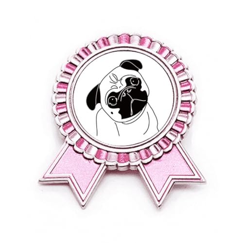 Broche dessin animé chien noir en métal rose M à fixation sécurisée anti-rayures