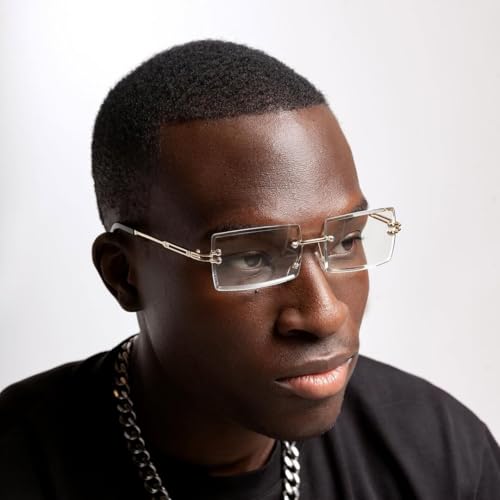 Rectangle Sunglasses for Women Men Rimless Square Shades Rave Glasses gafas de sol hombre4