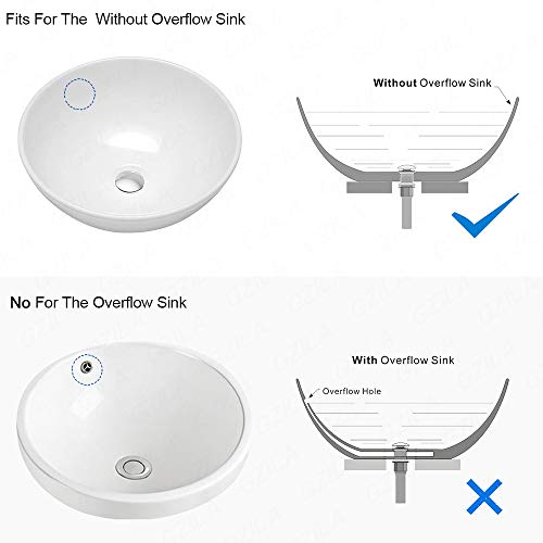 GZILA Vessel Sink Drain Without Overflow, White Pop-Up Drain with Basket Stopper, Bathroom Vanity Ceramic Brass Strainer Hair Catcher, Anti-Clogging Brushed Nickel, Porcelain Cap by GZILA - Used condition - Image 6