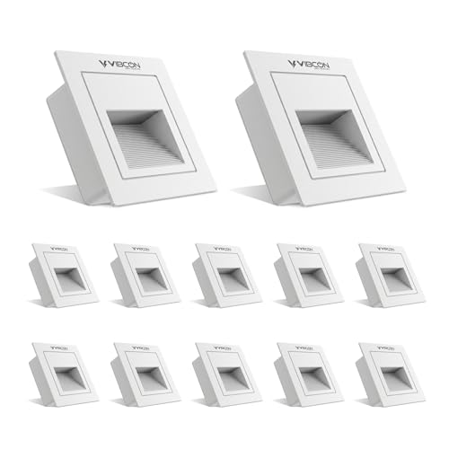 Image of Rio Step Outdoor 5W LED Step Light Outdoor, IP65 Waterproof Wall Recessed Stair Light, Aluminum Body, Rio Design for Garden, Pathway & Staircase (White Body, Warm White, Pack of 12)