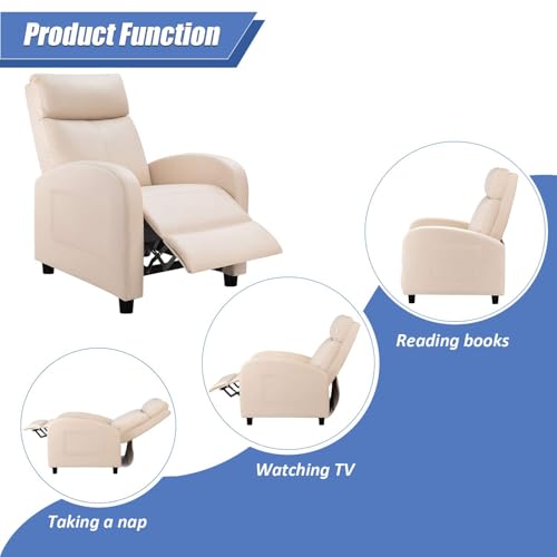 Sillón reclinable moderno piel beige miniatura 5