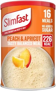 SlimFast Balanced Meal Shake, Healthy Shake for Balanced Diet Plan with Vitamins and Minerals, High in Fibre, Meal Replacement, Peach & Apricot Flavour, 16 Servings, 584 g