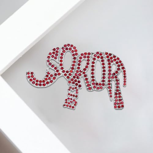 Image of Elegant Soror Womenhood Gifts Red Soror 1913 Elephant Pin Fortitude Delta Sorority Broach Greek Letter Jewelry