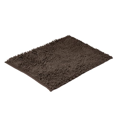 MOPAREL Alfombra de Baño Antideslizante y Muy Absorbente Shaggy de 60x40cm. Alfombrilla para Bañera y Ducha Extra Suave y Súper Cómoda de Microfibras de Chenilla. Color Chocolate