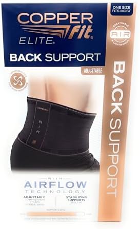 Copper Fit Elite Air Back Support Brace with Airflow Technology, Adjustable Compression Straps, Double Band, One Size Fits Most