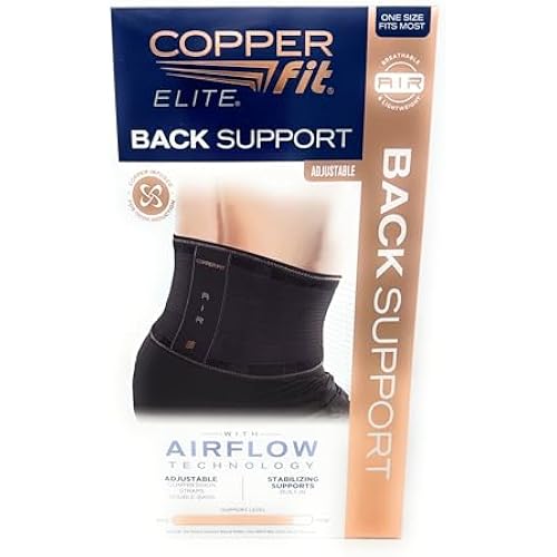 Copper Fit Elite Air Back Support Brace with Airflow Technology, Adjustable Compression Straps, Double Band, One Size Fits Most
