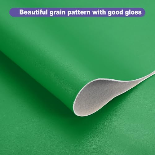 QUARKZMAN PU Kunstlederstoff Nappa-Optik 0,4 Yards Länge 54x14x0,04 Weiches Synthetisches Leder Material Blätter 1mm Dick Für Taschen DIY Bastelarbeiten Grün