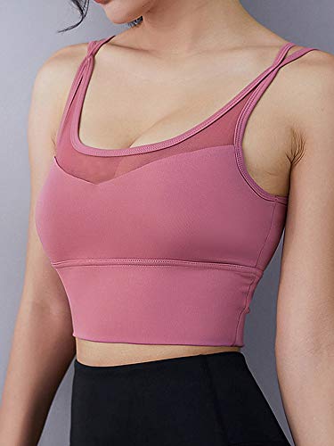 Nishore Sutiã esportivo feminino push-up à prova de choque acolchoado corta-tops com costura regata