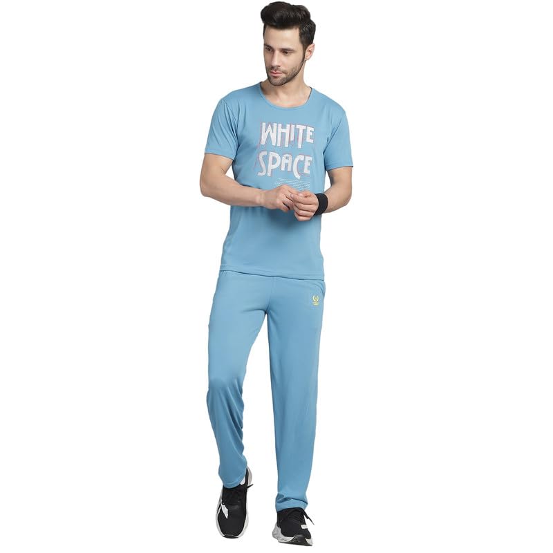 Image of VIMAL JONNEY White Cotton Printed CO-ORD Set Tracksuit for Men-T PRT 23 WHT D10 WHT. 02-P