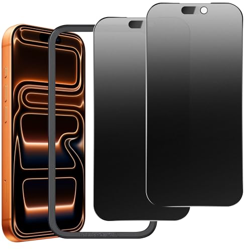 KUARMOR 2 Pack Matte Privacy Screen Protector for iPhone 17 Pro 6.3 Anti-Glare Anti-Spy Scratch Resistant Tempered Glass Film Smooth Responsive Touch Anti-Scratch GlassEasy to Install