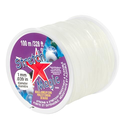 Stretch Magic Elastic Beading Cord Clear Color 1mm in Diameter 100-Meter (328 ft) - Easy to Knot Strong & Stretchy String for Making Beaded Jewelry