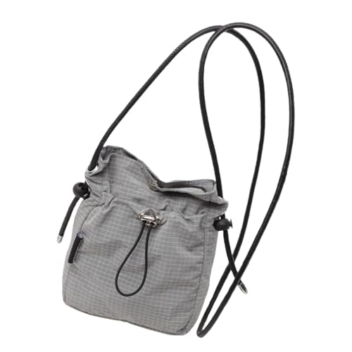 Fashionable Canvas Shoulder Bag for Mobile Phones Lightweight Crossbody Purse Drawstring Bucket Bags for Daily Use