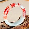 Oligage Genuine Natural Color Jade Bangle Red White Bracelet Charm Jewellery Fashion Accessories Carved Amulet Gifts for Women Her Men (Gem Color : 62-64mm) #3