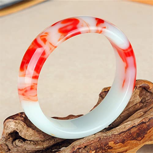 Genuine Natural Color Jade Bangle Red White Bracelet Charm Jewellery Fashion Accessories Carved Amulet Gifts for Women Her Men (Gem Color : 62-64mm)4